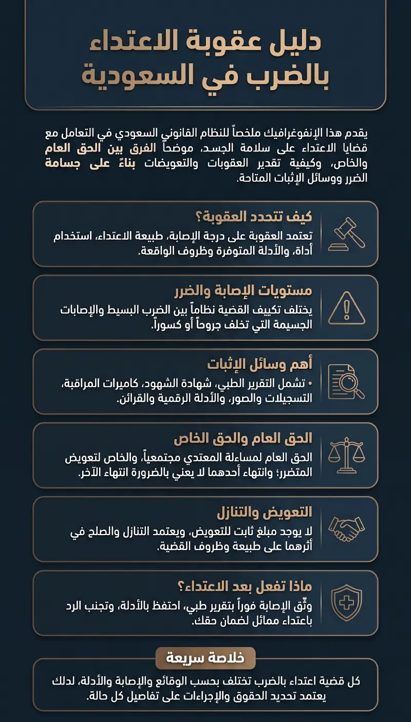 إنفوغرافيك عقوبة الاعتداء بالضرب