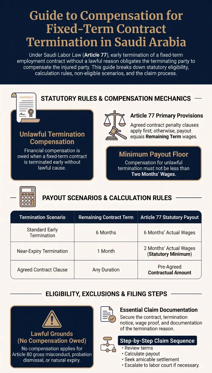 Infographic Compensation for Fixed Term Contract Termination in Saudi Arabia