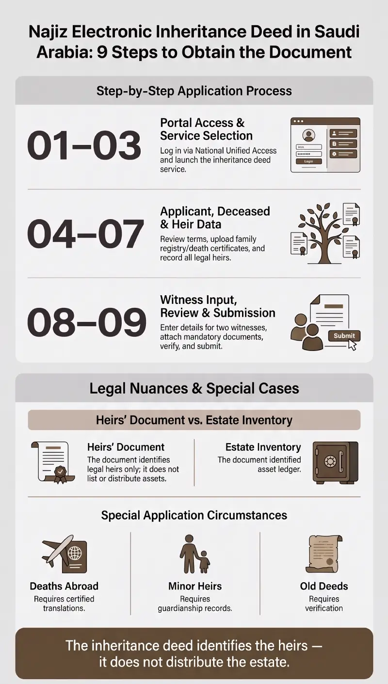 Infographic Najiz electronic inheritance deed