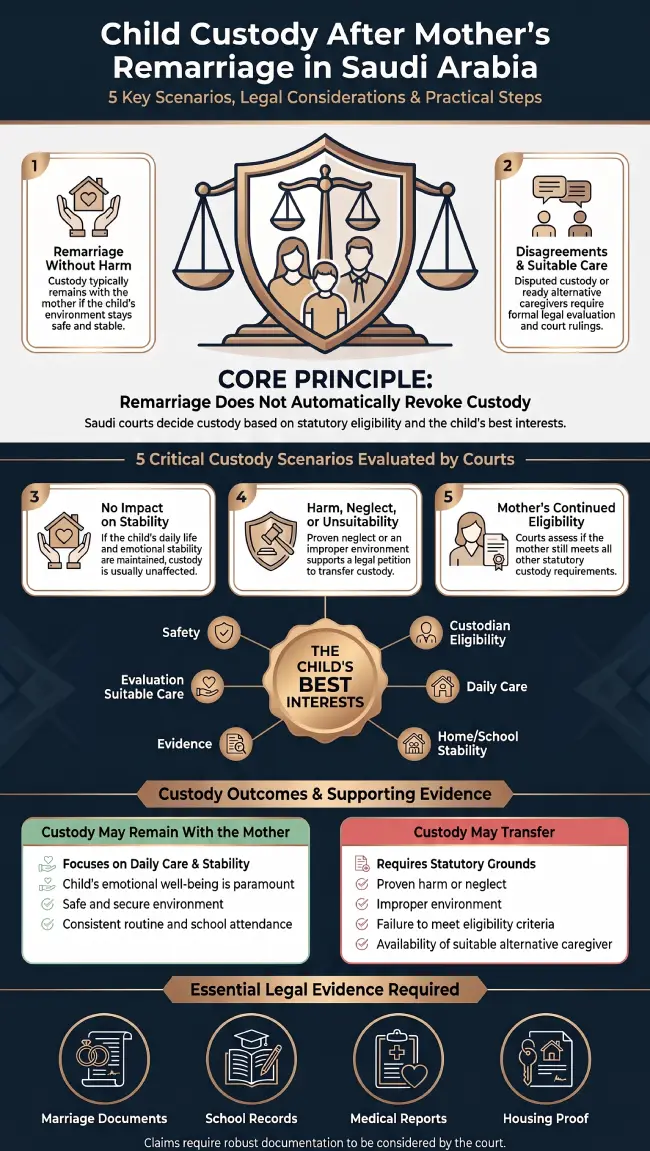 Infographic - Child Custody After Mother's Remarriage in Saudi Arabia