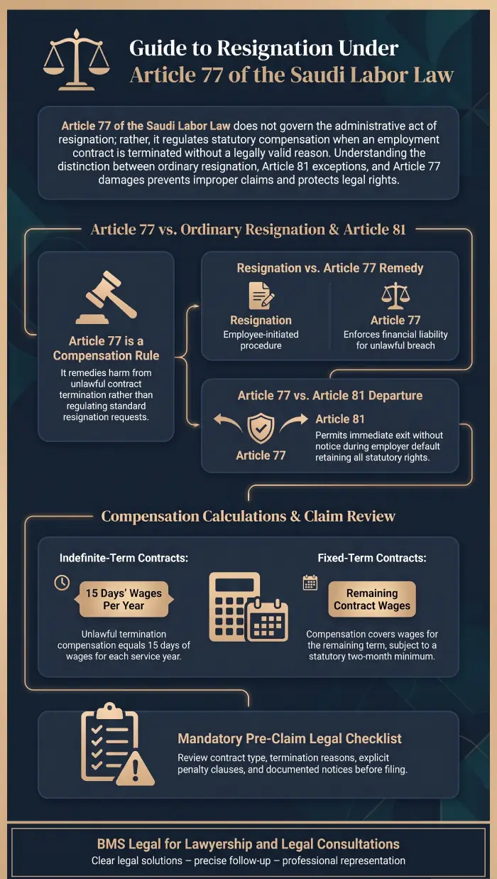 Infographic Resignation Under Article 77 of the Saudi Labor Law