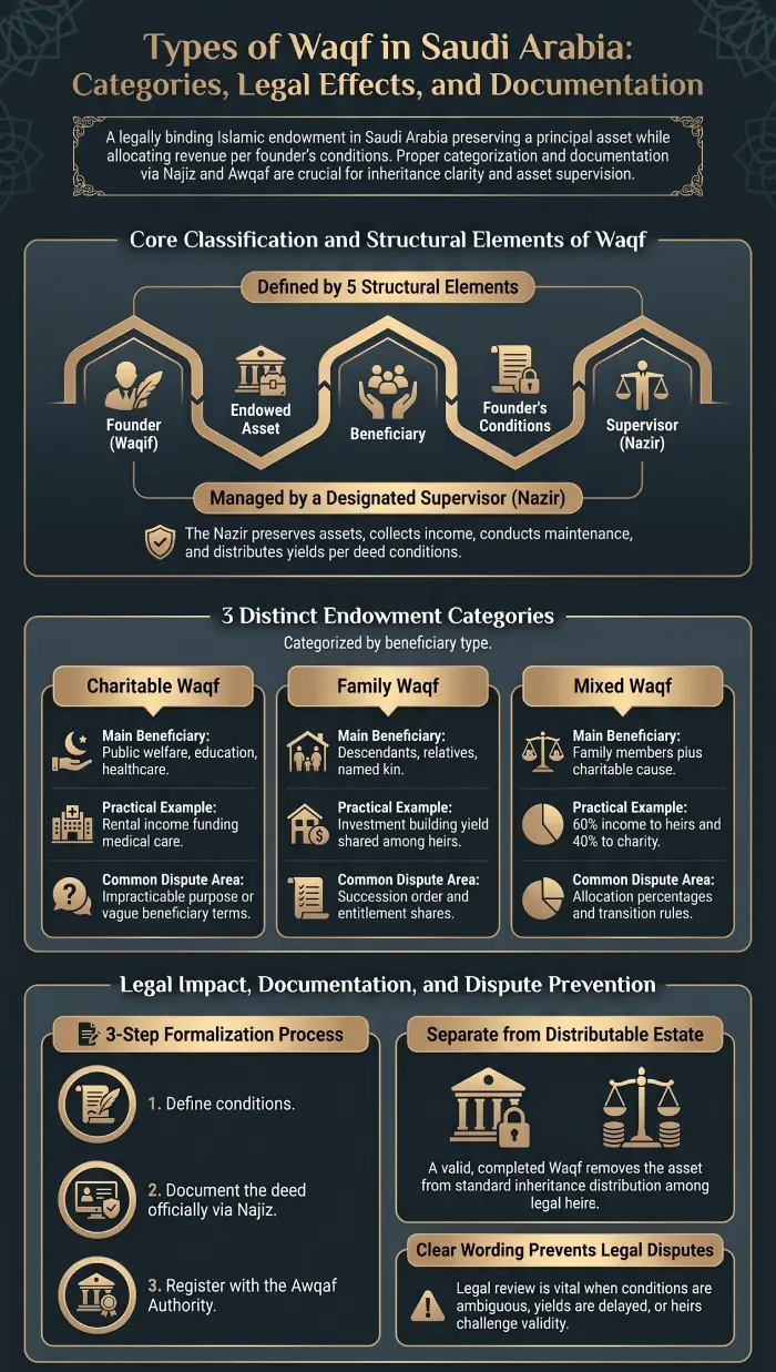 Infographic: Types of Waqf in Saudi Arabia