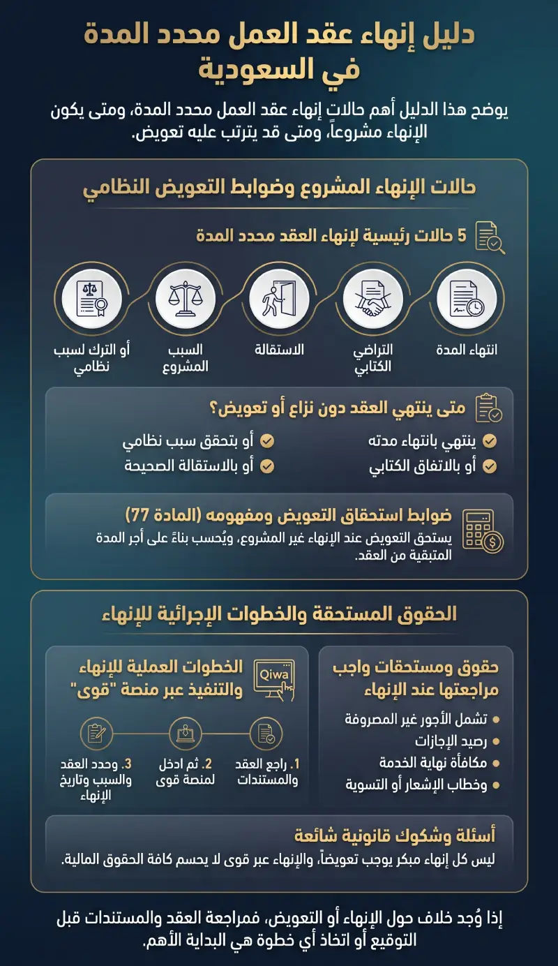 إنفوغرافيك إنهاء عقد العمل محدد المدة