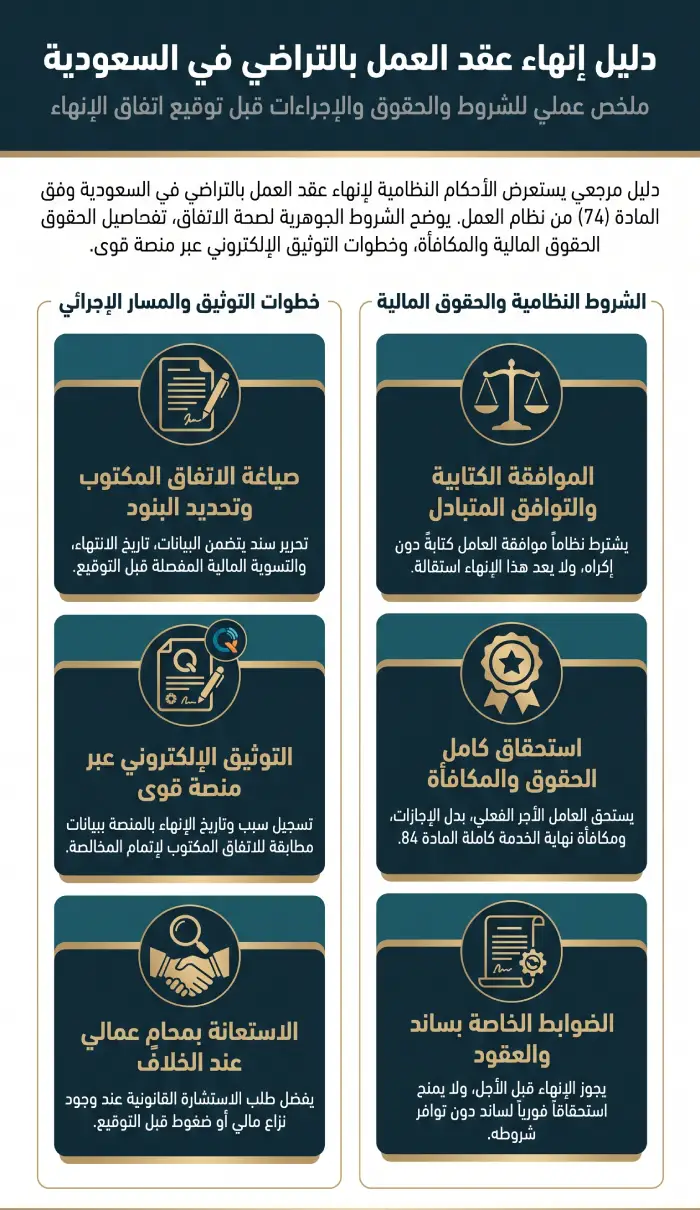 إنفوغرافيك إنهاء عقد العمل بالتراضي