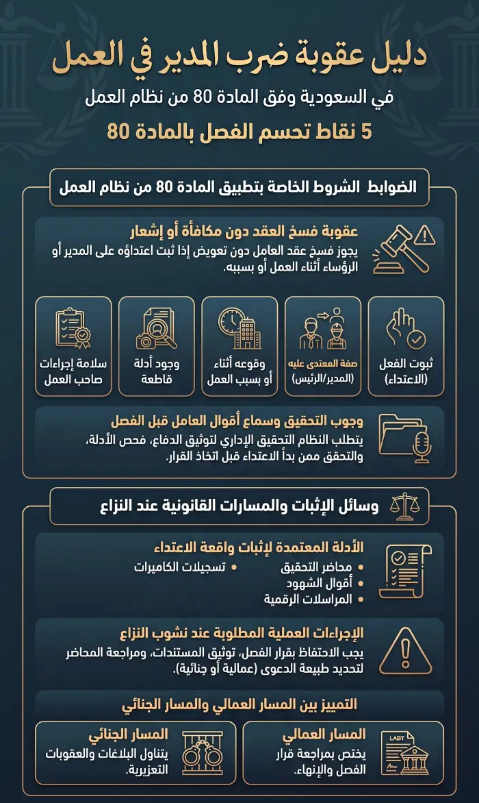 إنفوغرافيك عقوبة ضرب المدير في العمل