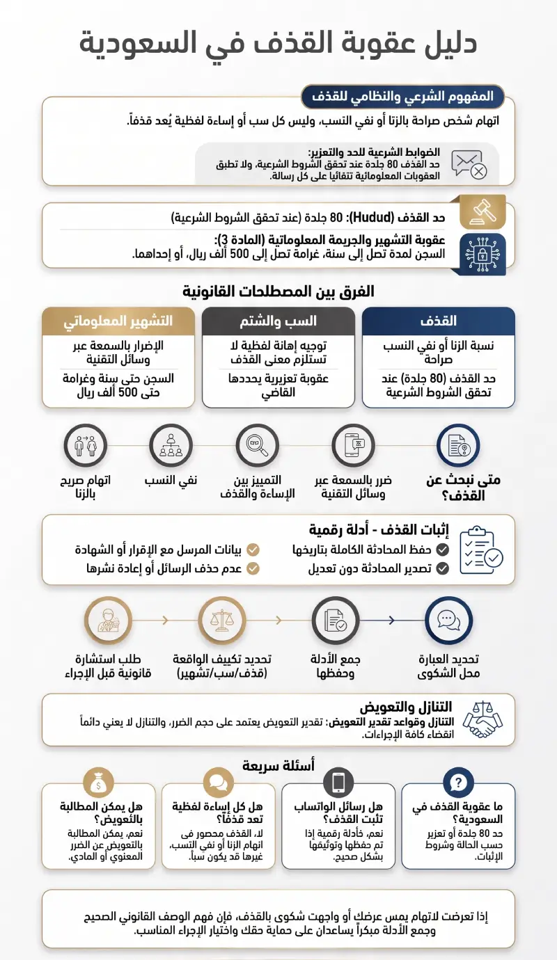 إنفوغرافيك عقوبة القذف في السعودية